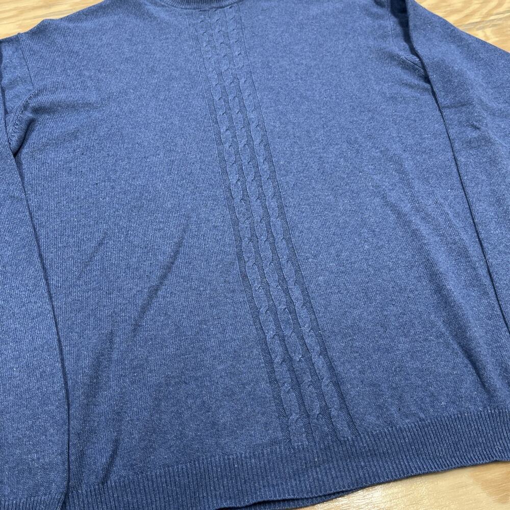 Bachrach Silk Cashmere Mock Neck Sweater Mens Large Blue Soft Preppy Old Money - Picture 5 of 11